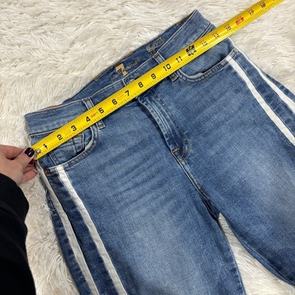 7 For All Mankind Racing Stripe Mid-Rise Ankle Skinny Jeans Size 29 - Picture 7 of 14